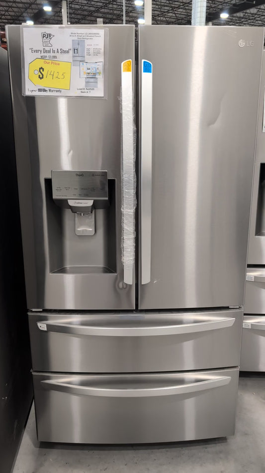 LG LMXS28626S 28 cu.ft. 4-Door French Door, Standard Depth, Ice & Water, Double Freezer, Stainless Steel