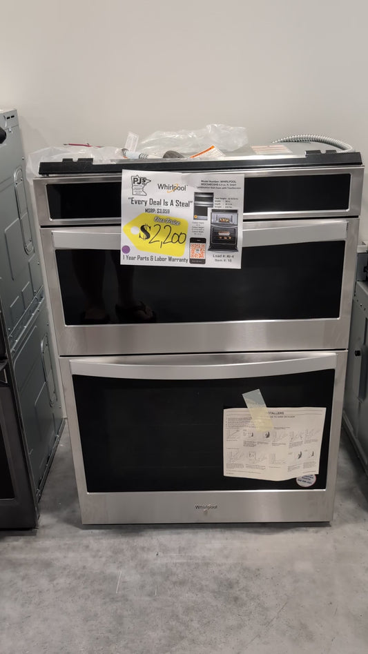 Whirlpool  WOC54EC0HS 30 Inch Smart Combination Wall Oven with Frozen Bake™ Technology, Temperature Sensor Multi-Step Cooking Rapid Preheat Keep Warm Setting Star K Compliant Sabbath Mode 6.4 cu. ft. Total Capacity