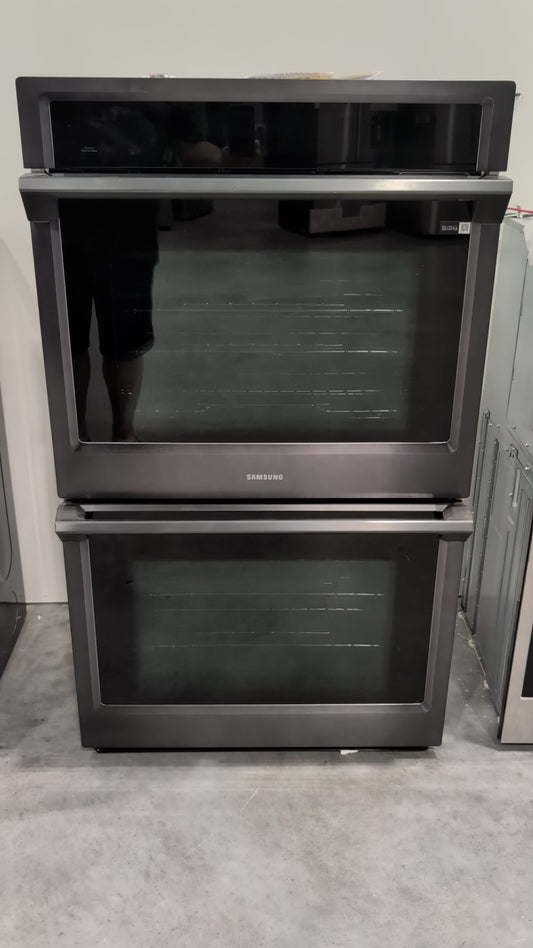 Samsung NV51K6650DG/AA 30 Inch Electric Double Wall Oven with 10.2 cu. ft. Total Capacity, Steam Cook, Dual Convection, Rapid Preheat, Delay Bake, Electronic Touch Display, Wi-Fi Enabled Temperature Probe and Hybrid Self Clean: Black Stainless Steel