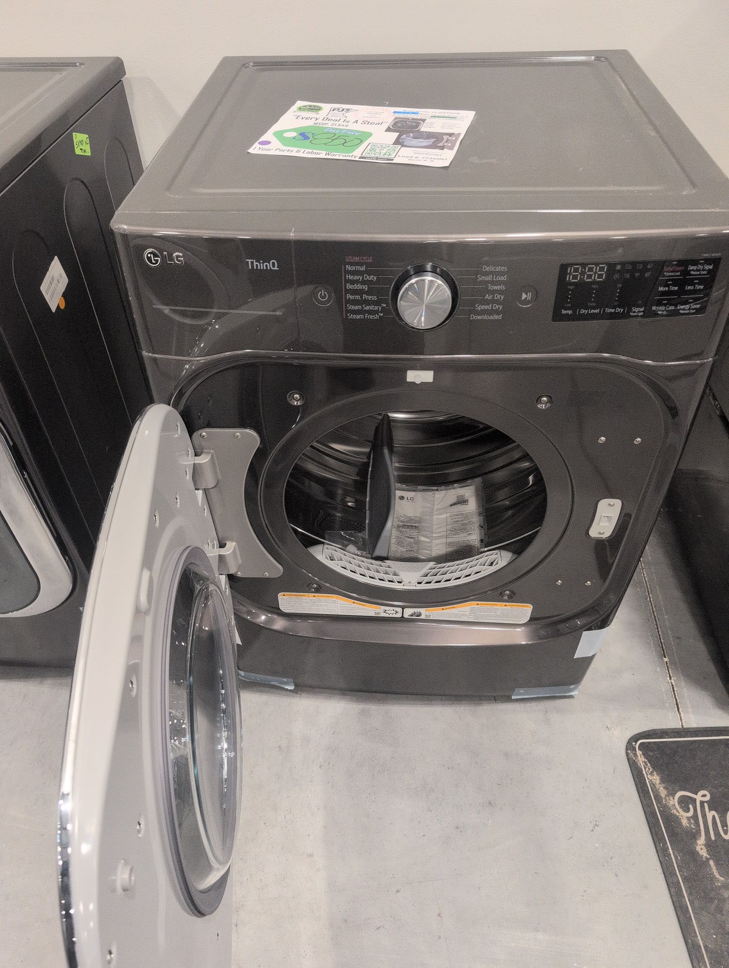 LG TurboSteam Series  DLEX8900B 29 Inch Smart Electric Dryer with 9.0 Cu.Ft. Capacity, 12 Dryer Programs, 12 Dryer Options, Dial-A-Cycle™, Sensor Dry, TurboSteam™, SteamSanitary™, and Energy Star Certified