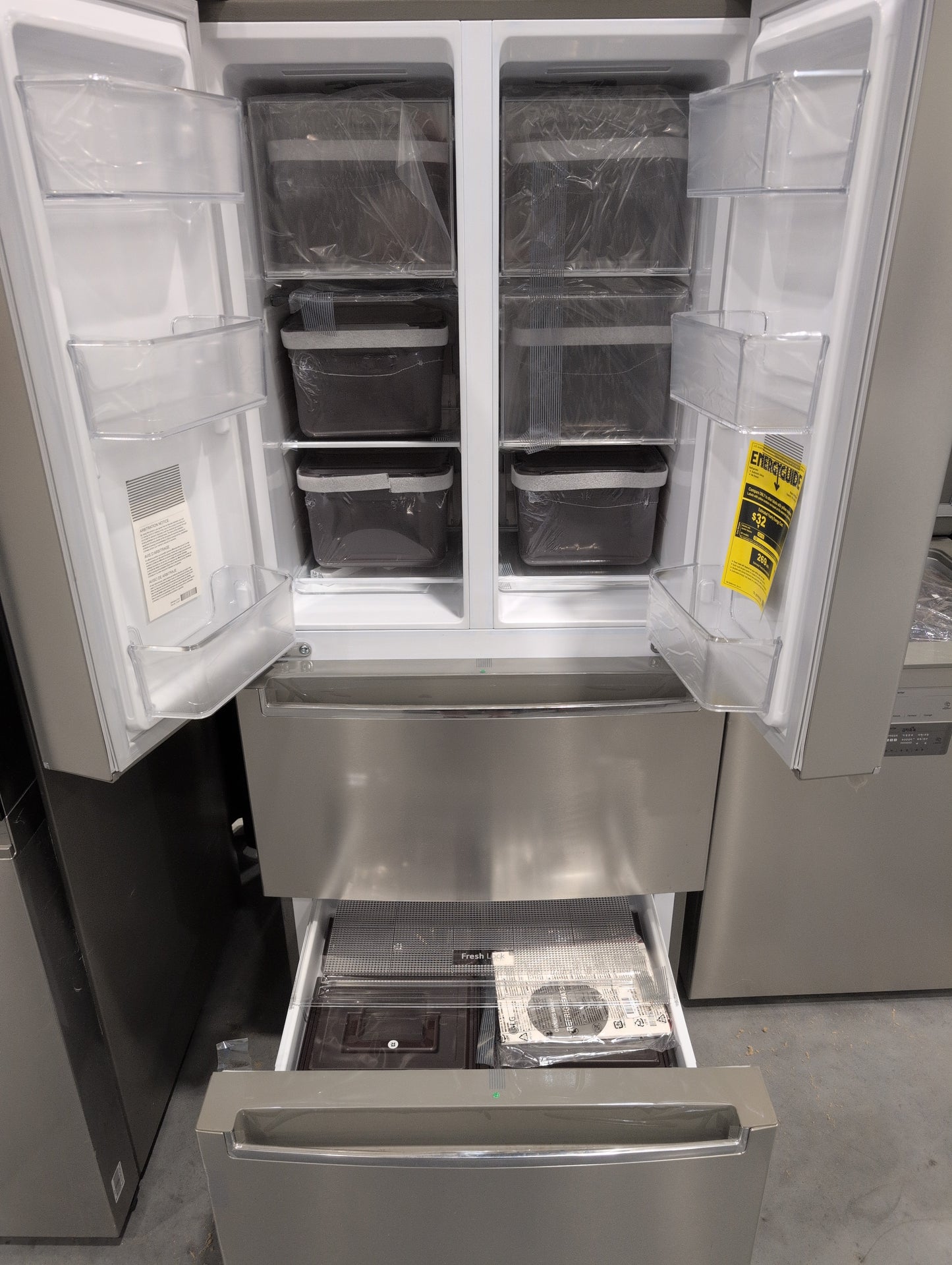 LG LRKNS1400V 30 Inch French 4-Door Kimchi/Specialty Food Refrigerator with 14.3 cu. ft. Capacity, 14 Total Bins, Cooling Care, Multi Storage Mode, Freshness Guard Cover, Multi-Air Flow™ System, and Energy Star Certified