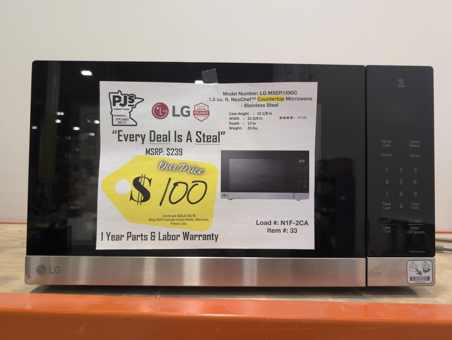 LG MSER1590C  1.5 cu. ft. NeoChef™ Countertop Microwave - Stainless Steel
