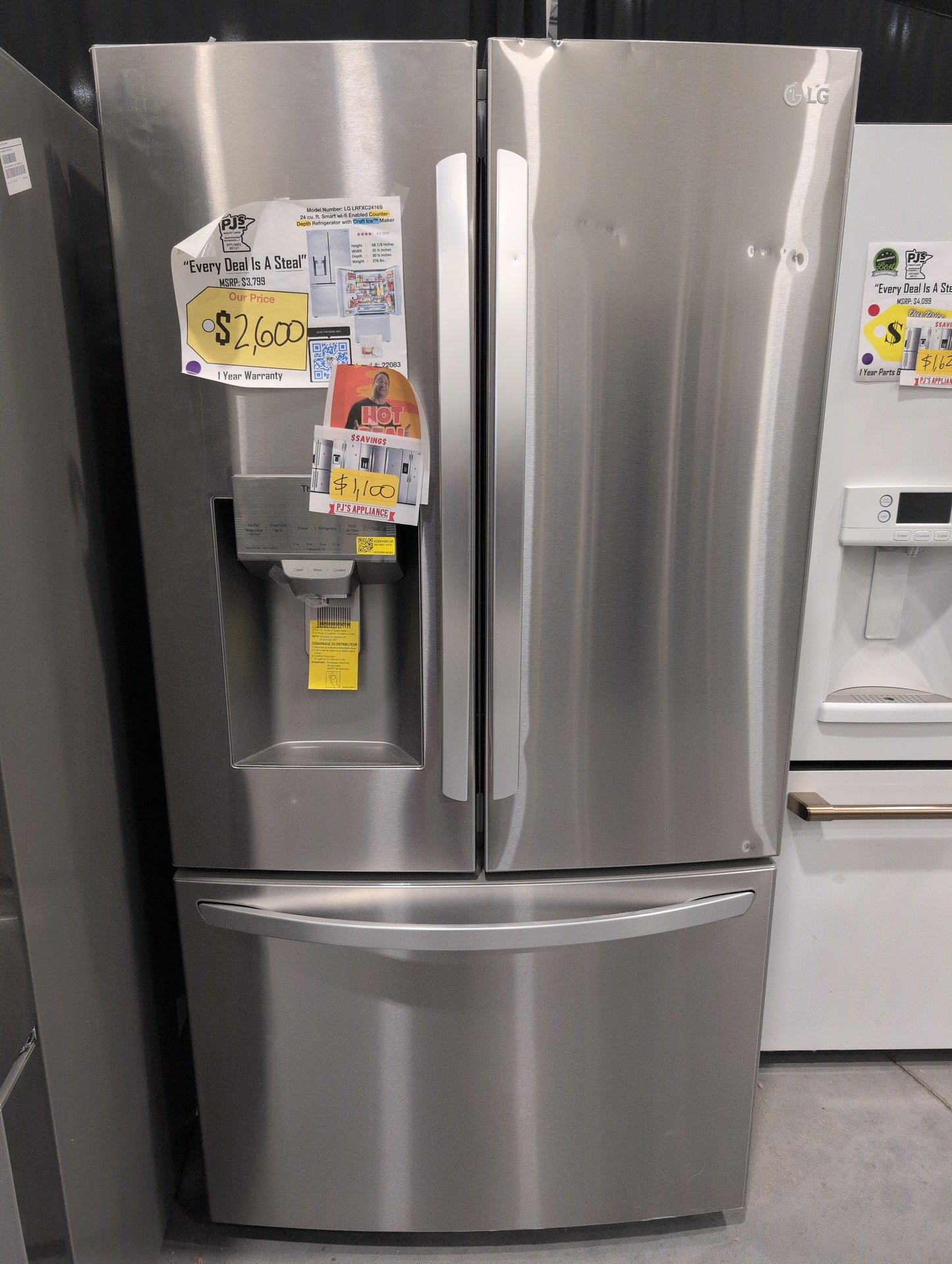 LG LRFXC2416S 24 cu. ft. Smart Counter-Depth Refrigerator with Craft Ice™
