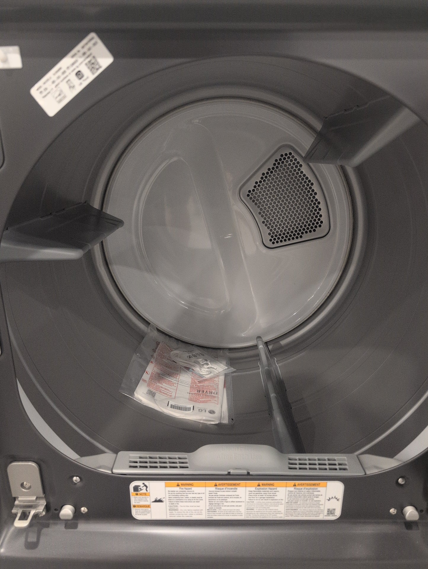 LG DLE8400BE 27 Inch Top Load Electric Dryer with 7.3 cu ft Capacity, EasyLoad™, AI Sensor Dry™, Smart Pairing™, ThinQ® Smart Technology, FlowSense® Duct Clogging and Energy Star Certified