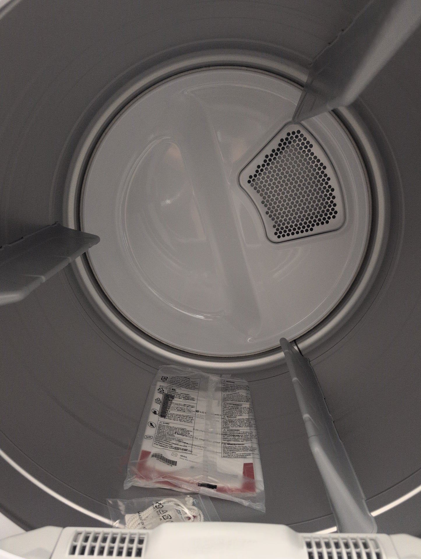 LG DLG7301WE 27 Inch Gas Smart Dryer with 7.3 cu. ft. Capacity, SmartThinQ® Technology, EasyLoad™ Door, FlowSense™ Duct Clogging Indicator, 12 Options, Sensor Dry System, Wi-Fi Connectivity, Voice Activation, Wrinkle Care Option and ENERGY STAR®: White