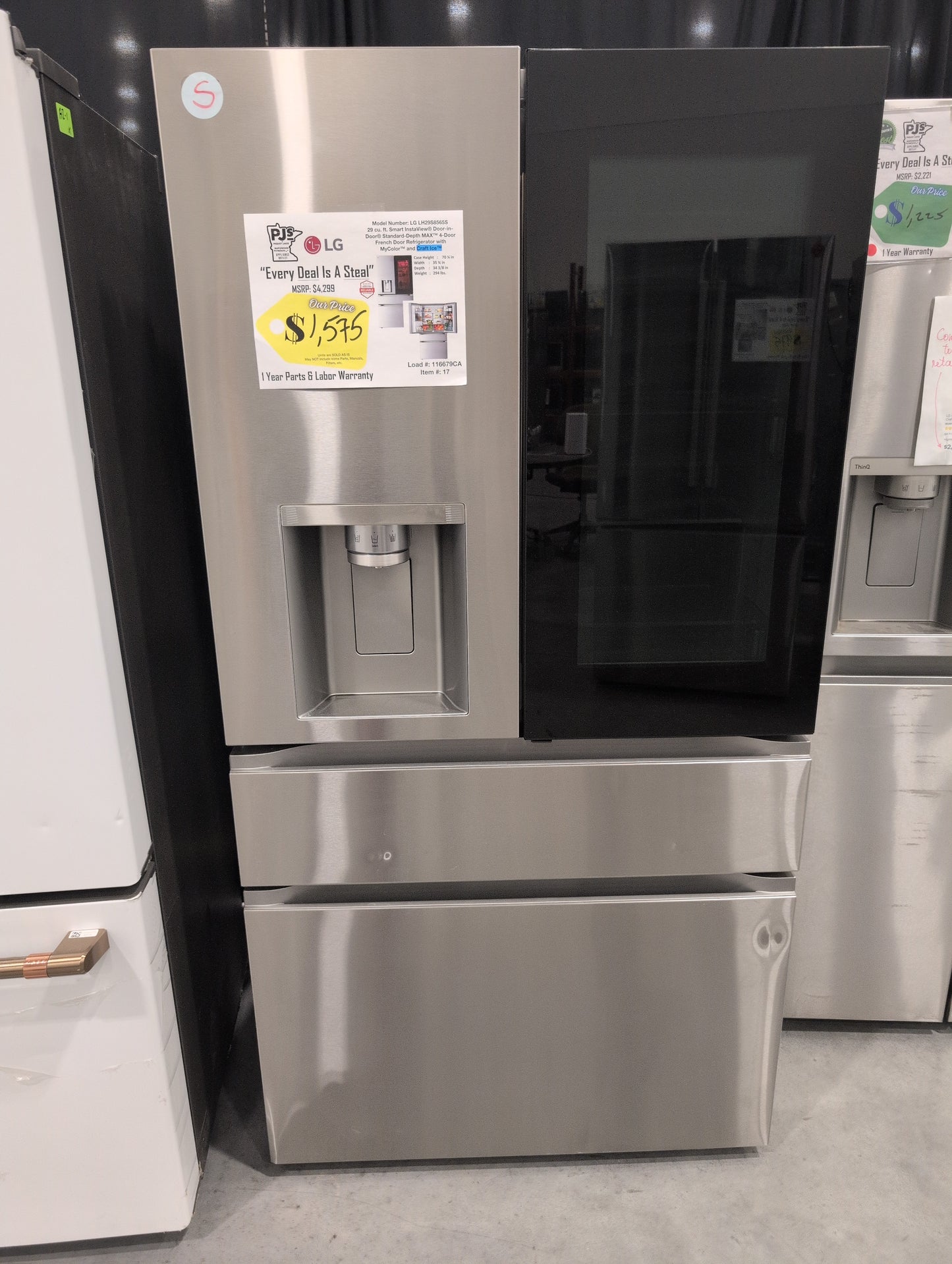 LG LH29S8565S 29 cu. ft. SMART MyColor InstaView Standard-Depth MAX 4-Door French Door Refrigerator in Stainless Steel with Craft Ice