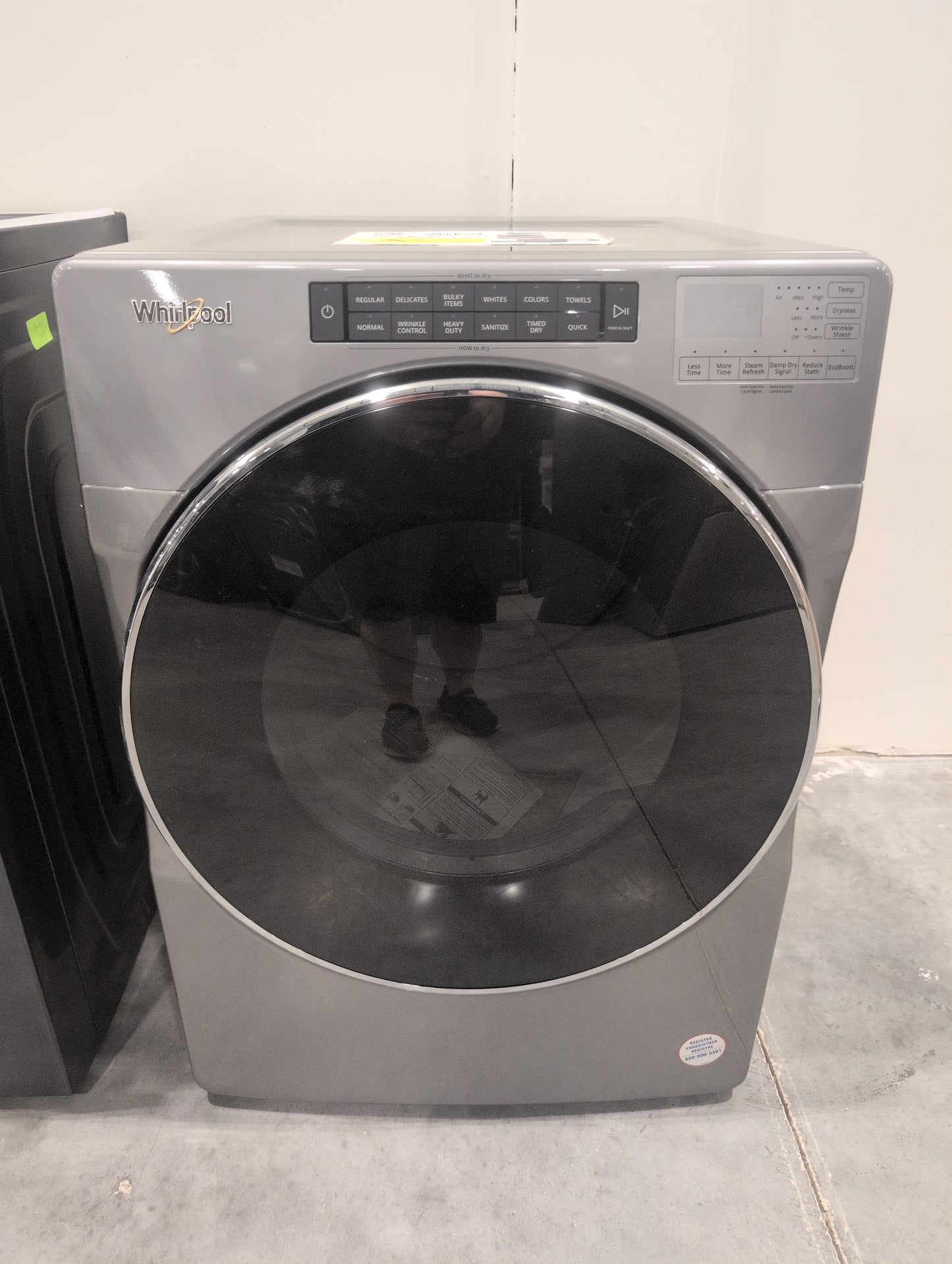 Whirlpool WED6620HC 27 Inch Electric Dryer with 7.4 Cu. Ft. Capacity, Intuitive Controls, Advanced Moisture Sensing, 37 Dry Cycles, Steam Refresh Cycle, Sanitize Cycle, Wrinkle Shield™ Plus Option, ADA Compliant, and ENERGY STAR® Certified: Chrome Shadow
