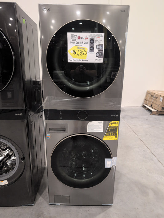 LG WKG101HVA 27 Inch Smart Gas WashTower with 4.5 Cu. Ft. Washer Capacity, 7.4 Cu. Ft. Dryer Capacity, Single Unit WashTower™ Design, Built-In Intelligence, Allergiene™ Wash Cycle, Sensor Dry, and ENERGY STAR® Certified