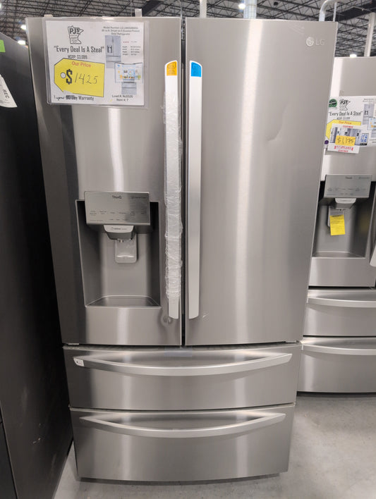 LG LMXS28626S 28 cu.ft. 4-Door French Door, Standard Depth, Ice & Water, Double Freezer, Stainless Steel