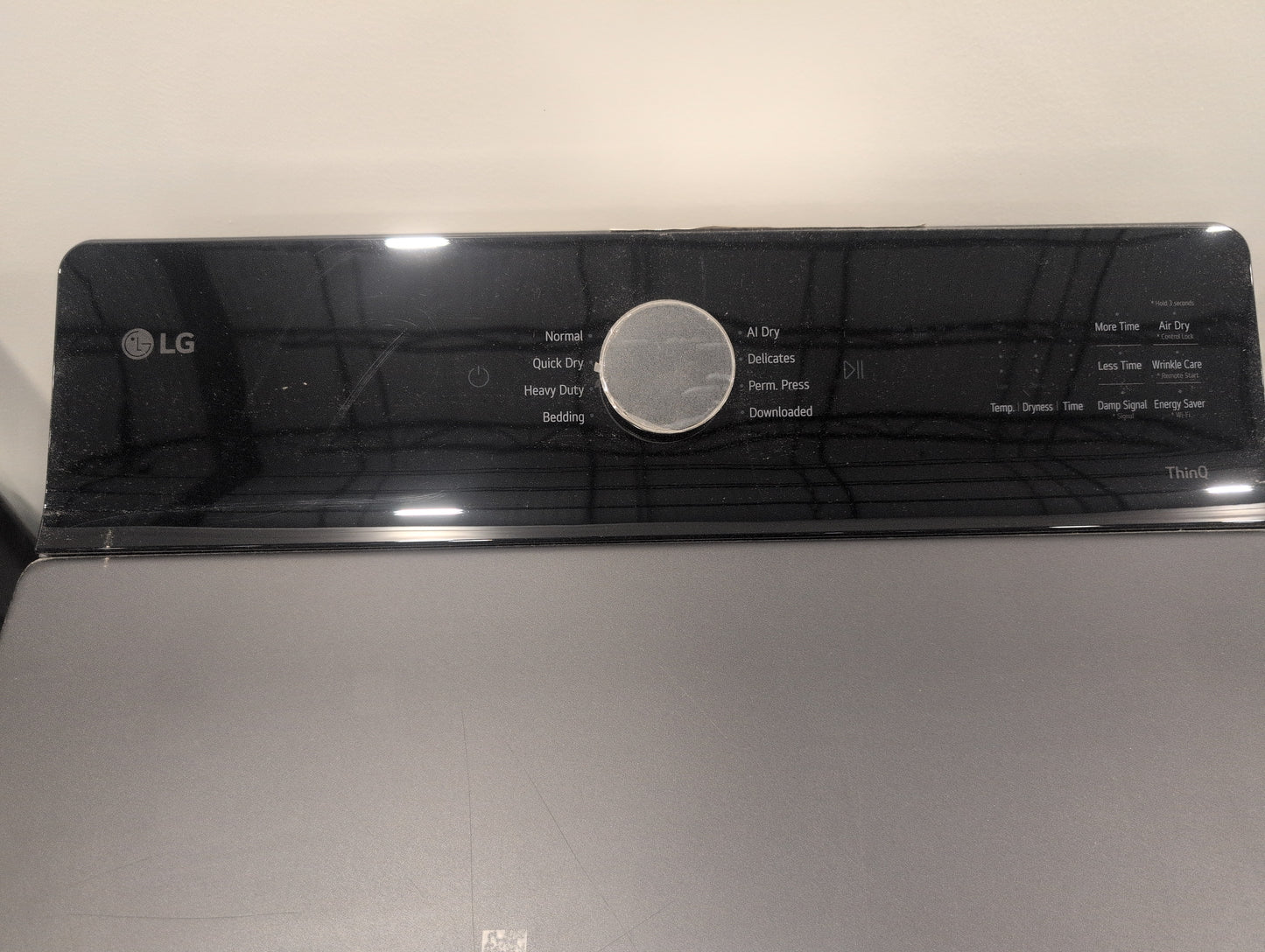 LG DLE8400BE 27 Inch Top Load Electric Dryer with 7.3 cu ft Capacity, EasyLoad™, AI Sensor Dry™, Smart Pairing™, ThinQ® Smart Technology, FlowSense® Duct Clogging and Energy Star Certified