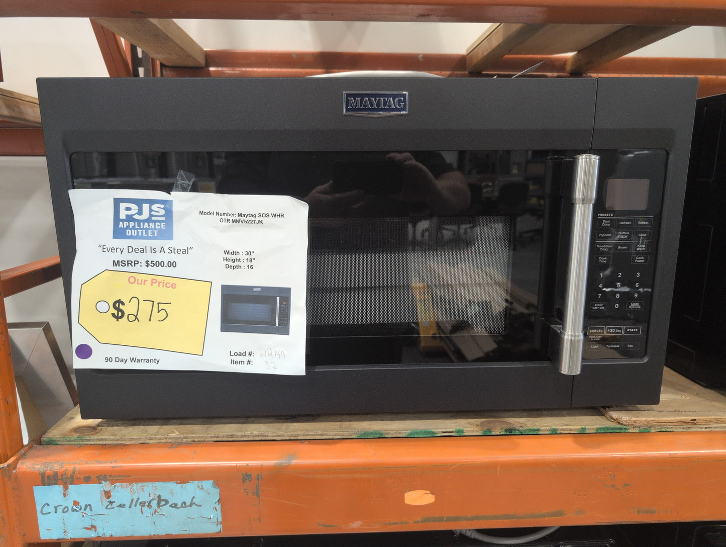 MAYTAG MMV5227JK Over-the-Range Microwave with Dual Crisp feature - 1.9 cu. ft. - CAST IRON BLACK