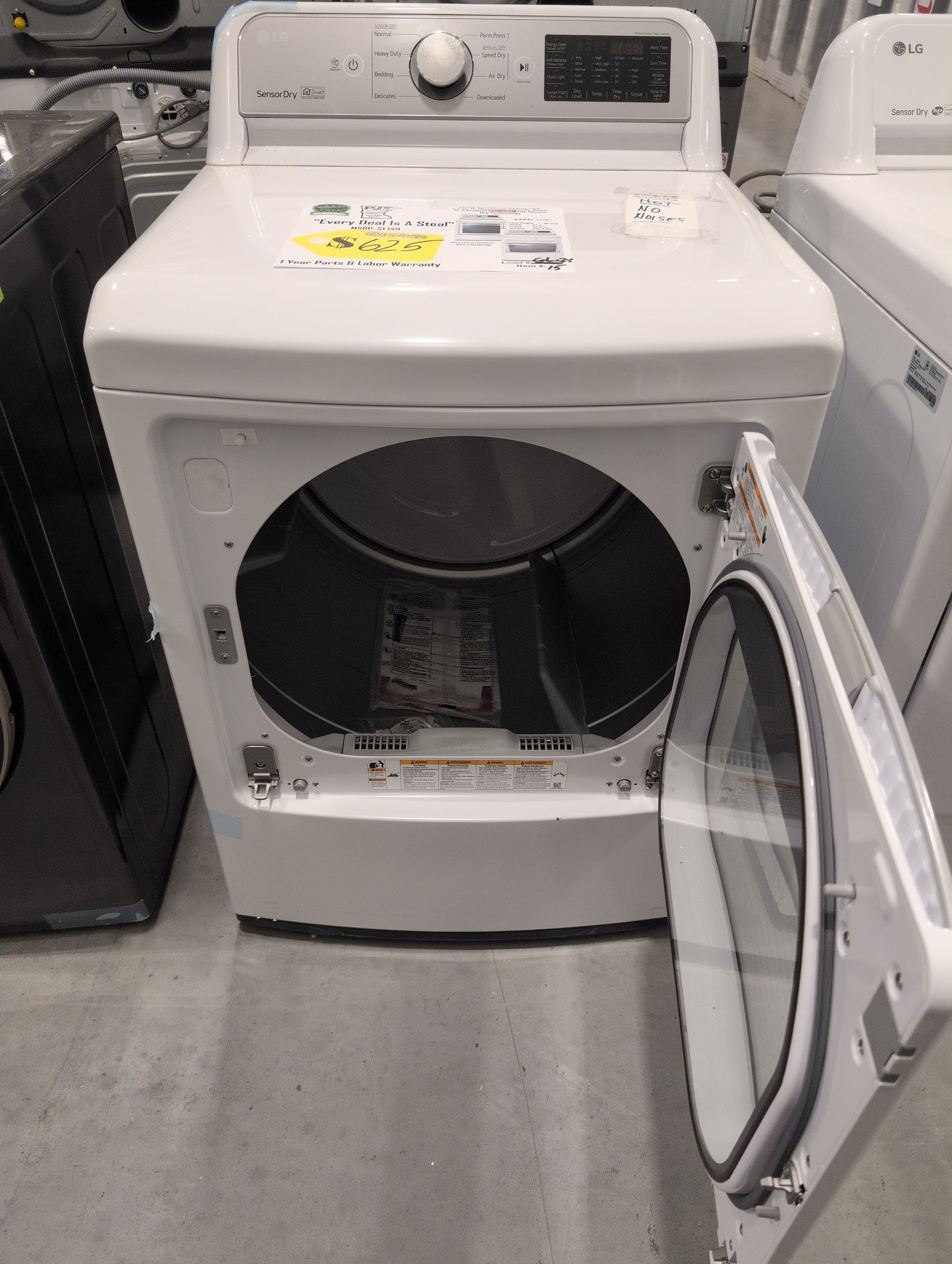 LG DLG7301WE 27 Inch Gas Smart Dryer with 7.3 cu. ft. Capacity, SmartThinQ® Technology, EasyLoad™ Door, FlowSense™ Duct Clogging Indicator, 12 Options, Sensor Dry System, Wi-Fi Connectivity, Voice Activation, Wrinkle Care Option and ENERGY STAR®: White