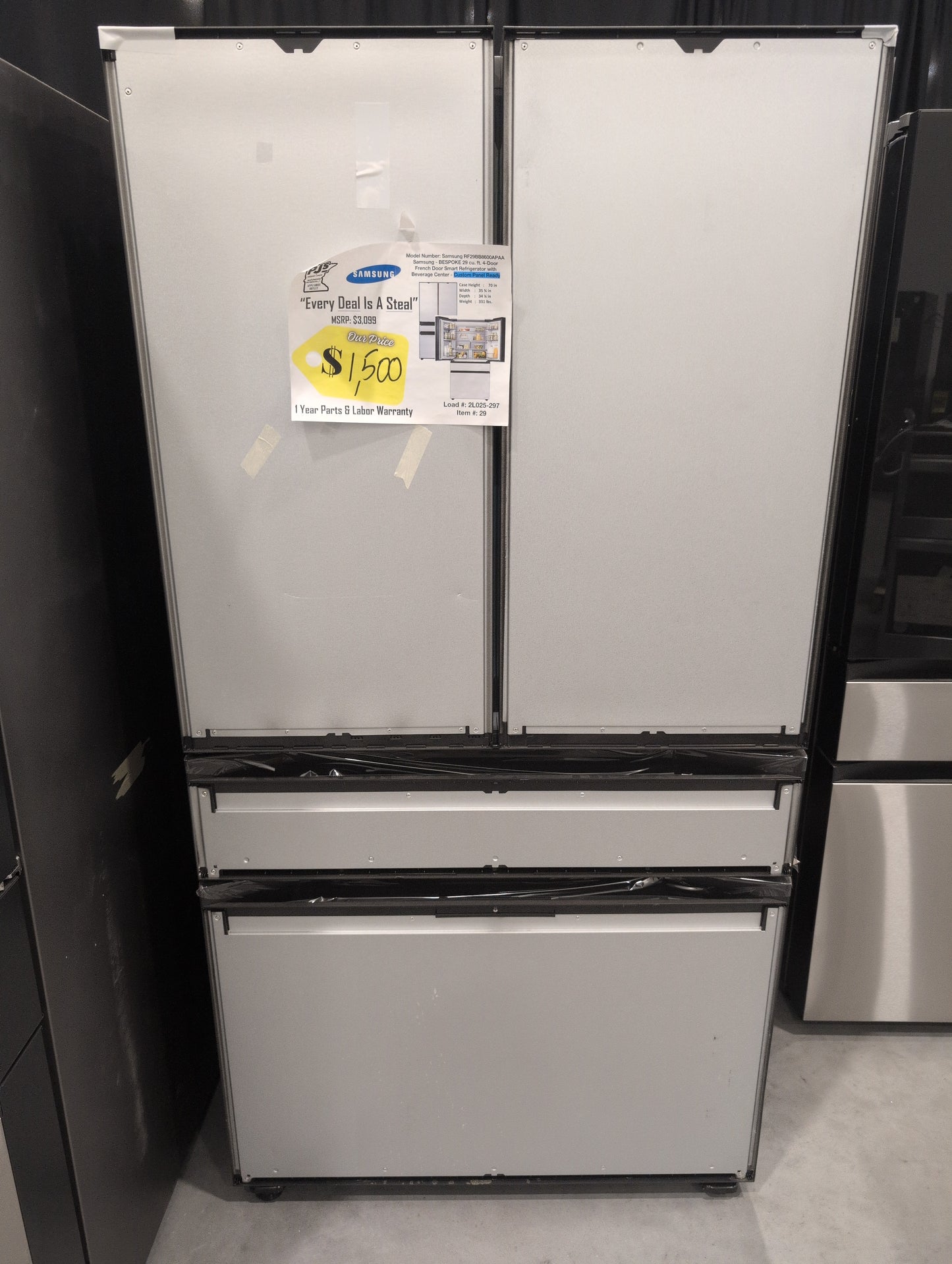 Samsung BESPOKE RF29BB8600AP 36 Inch Smart 4-Door French Door Refrigerator with 29 cu. ft. Total Capacity, Beverage Center, FlexZone™ Drawer, Dual Auto Ice Maker, Twin Cooling Plus, Wi-Fi Enabled, Customizable Door Colors, ADA Compliant