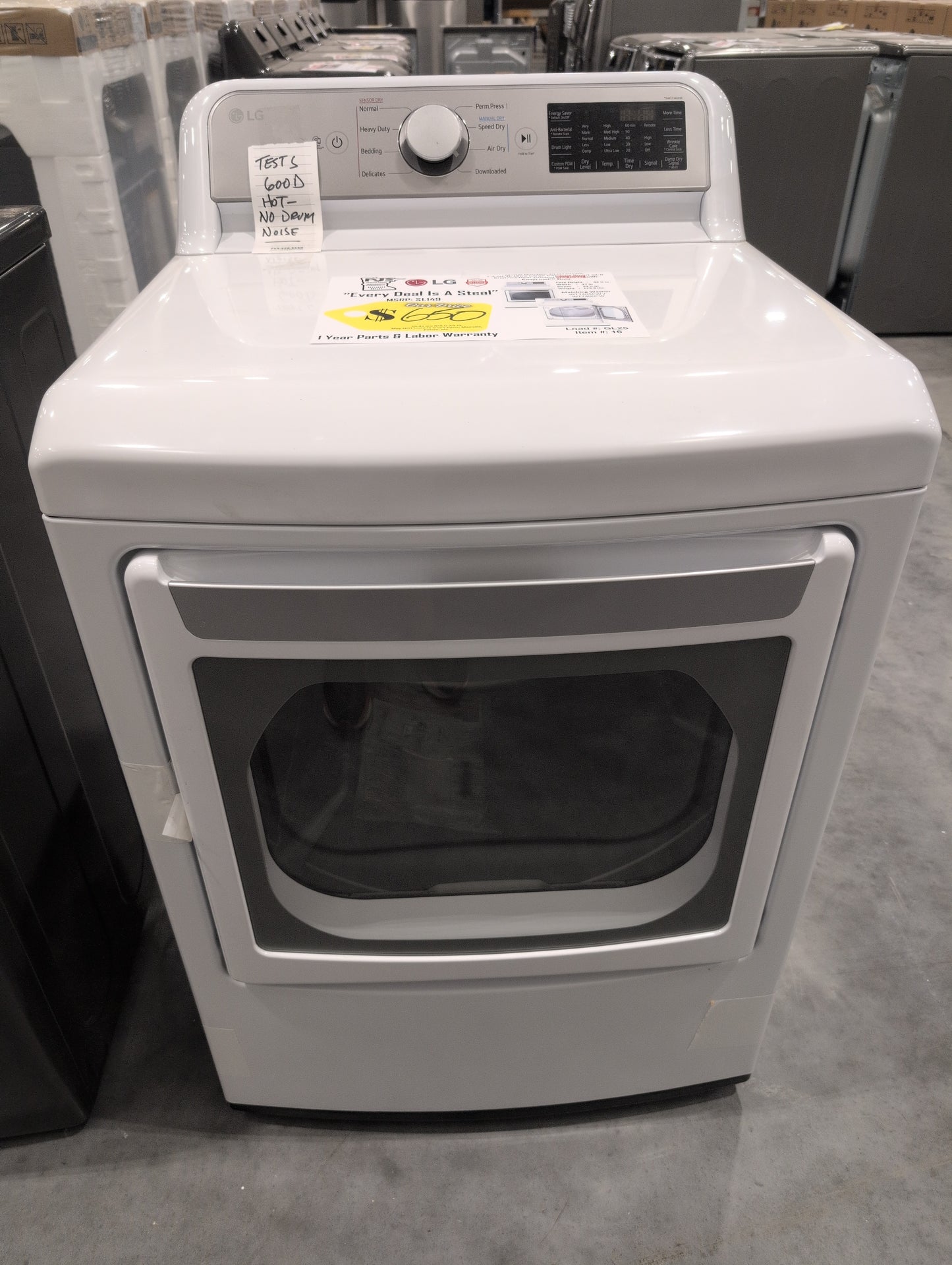 LG DLG7401WE 27 Inch Smart Gas Dryer with 7.3 Cu. Ft. Capacity, 8 Dry Cycles, 12 Dry Options, Sensor Dry, EasyLoad™ Door, ThinQ® Technology, SmartDiagnosis™, and Energy Star Certified: White