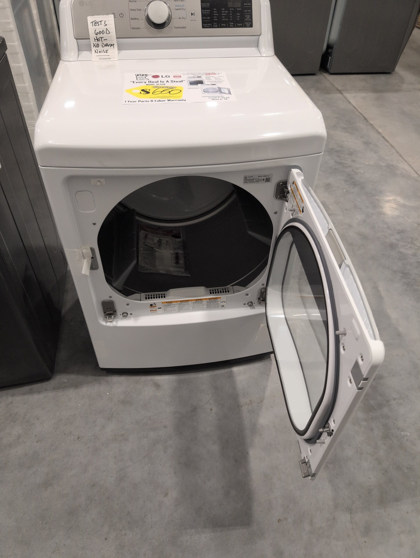 LG DLG7401WE 27 Inch Smart Gas Dryer with 7.3 Cu. Ft. Capacity, 8 Dry Cycles, 12 Dry Options, Sensor Dry, EasyLoad™ Door, ThinQ® Technology, SmartDiagnosis™, and Energy Star Certified: White