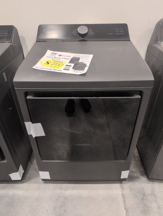 LG DLE8400BE 27 Inch Top Load Electric Dryer with 7.3 cu ft Capacity, EasyLoad™, AI Sensor Dry™, Smart Pairing™, ThinQ® Smart Technology, FlowSense® Duct Clogging and Energy Star Certified