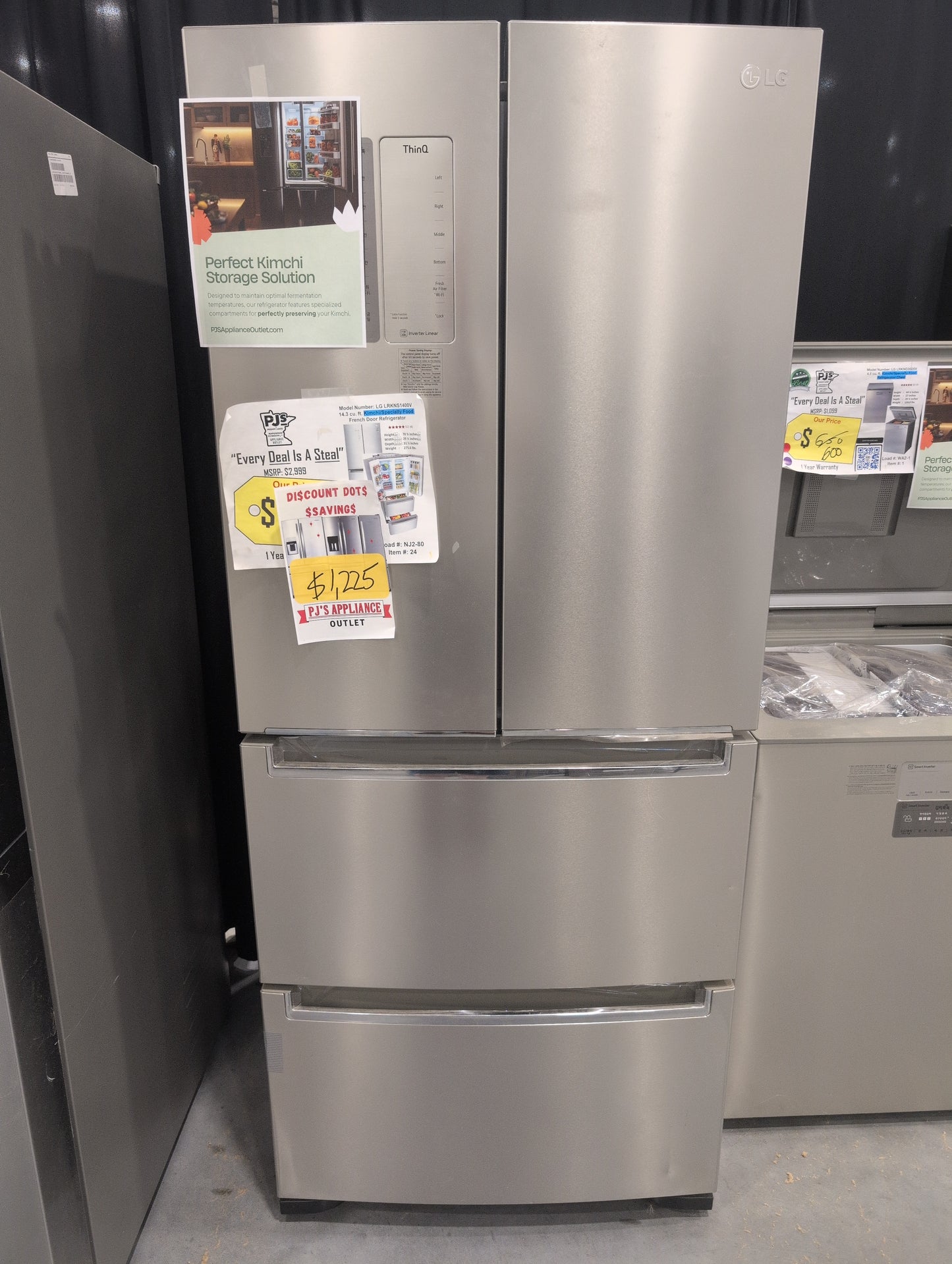 LG LRKNS1400V 30 Inch French 4-Door Kimchi/Specialty Food Refrigerator with 14.3 cu. ft. Capacity, 14 Total Bins, Cooling Care, Multi Storage Mode, Freshness Guard Cover, Multi-Air Flow™ System, and Energy Star Certified