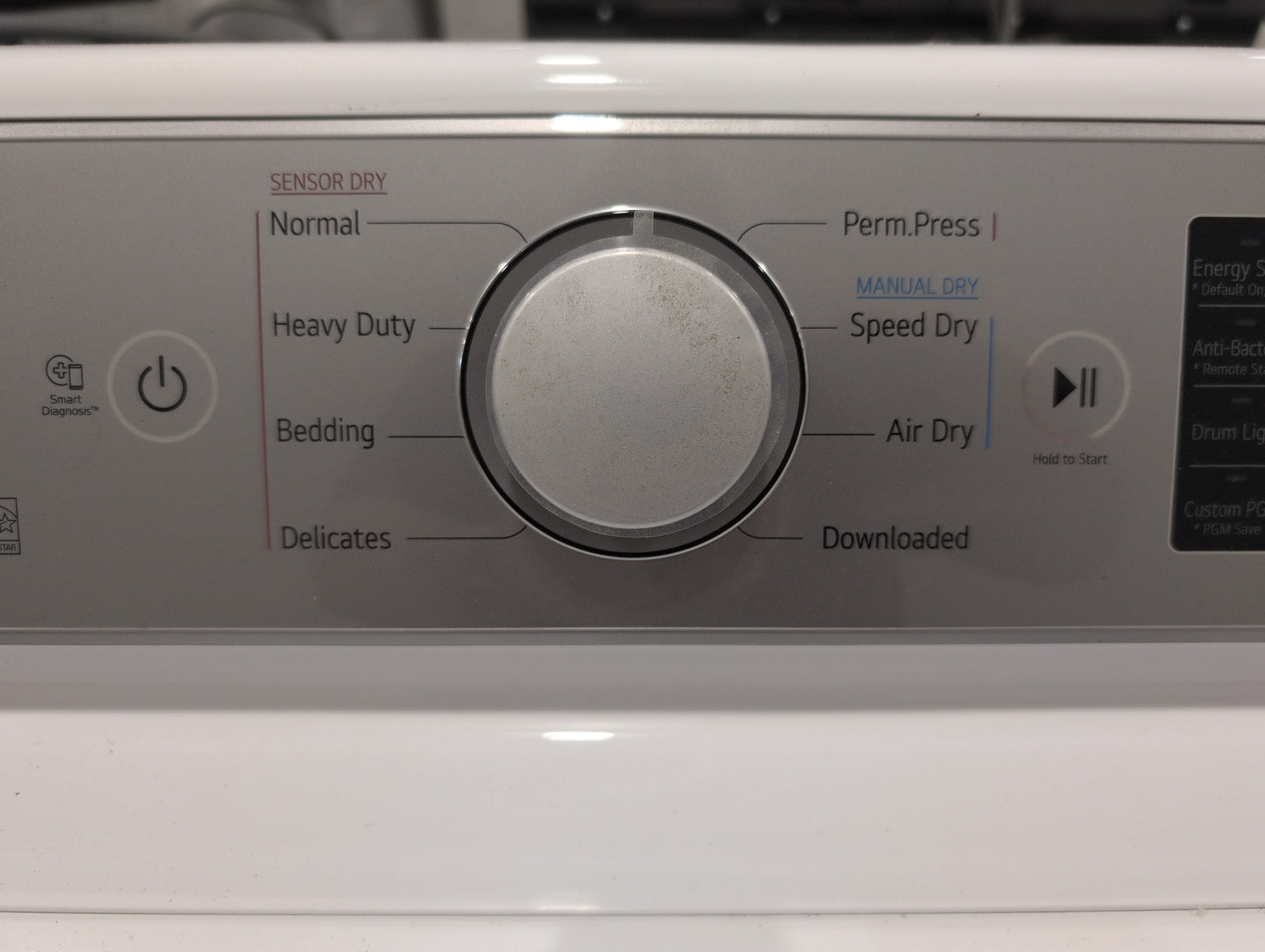 LG DLG7301WE 27 Inch Gas Smart Dryer with 7.3 cu. ft. Capacity, SmartThinQ® Technology, EasyLoad™ Door, FlowSense™ Duct Clogging Indicator, 12 Options, Sensor Dry System, Wi-Fi Connectivity, Voice Activation, Wrinkle Care Option and ENERGY STAR®: White