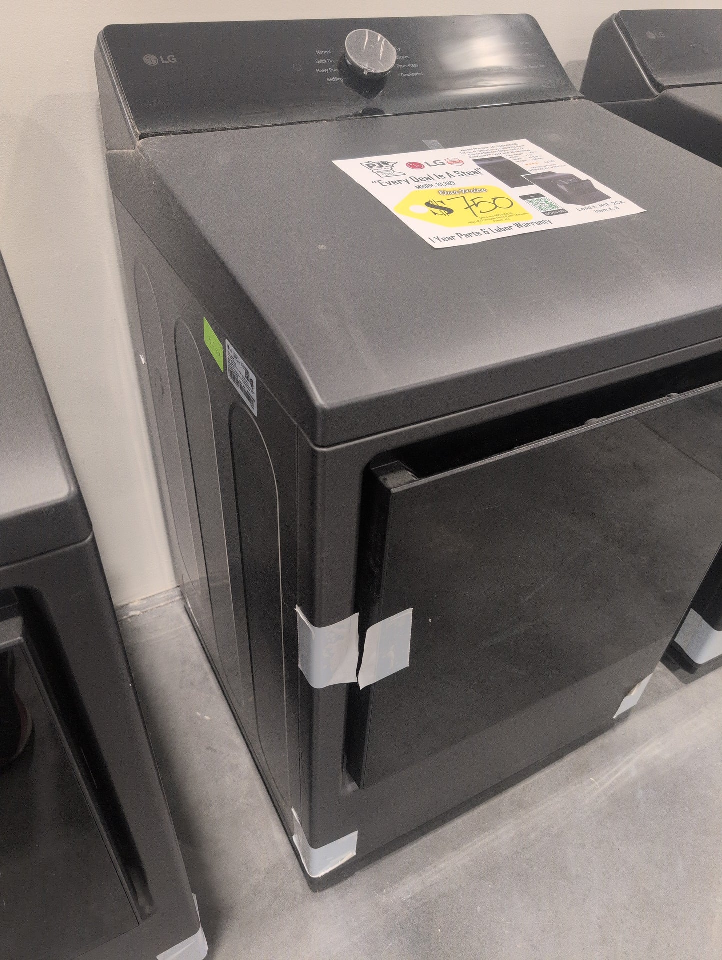 LG DLE8400BE 27 Inch Top Load Electric Dryer with 7.3 cu ft Capacity, EasyLoad™, AI Sensor Dry™, Smart Pairing™, ThinQ® Smart Technology, FlowSense® Duct Clogging and Energy Star Certified