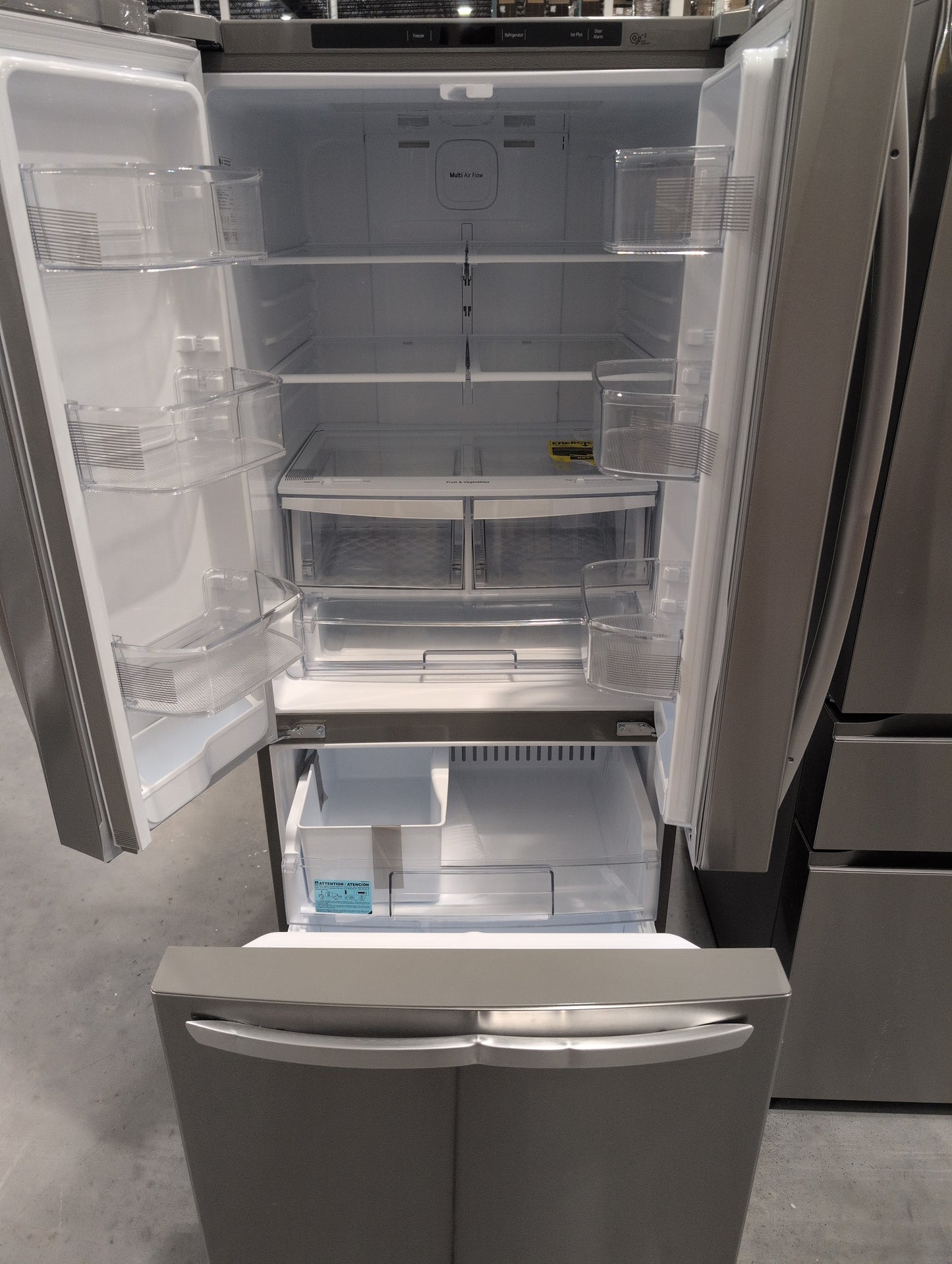LG LFCS22520S 30 Inch French Door Refrigerator with 21.8 Cu. Ft. Capacity, Glide N' Serve™ Drawer, SpillProtector™ Shelves, Smart Cooling® and Factory Installed Ice Maker: Stainless Steel