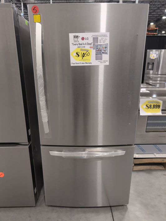 LG LRDCS2603S 33 Inch Freestanding Bottom Freezer Refrigerator with 25.5 Cu. Ft. Capacity, Door Cooling+, Humidity Crispers, Multi-AirFlow, Tempered Glass Spill Proof Shelves, and Energy Star Qualified: PrintProof™ Stainless Steel