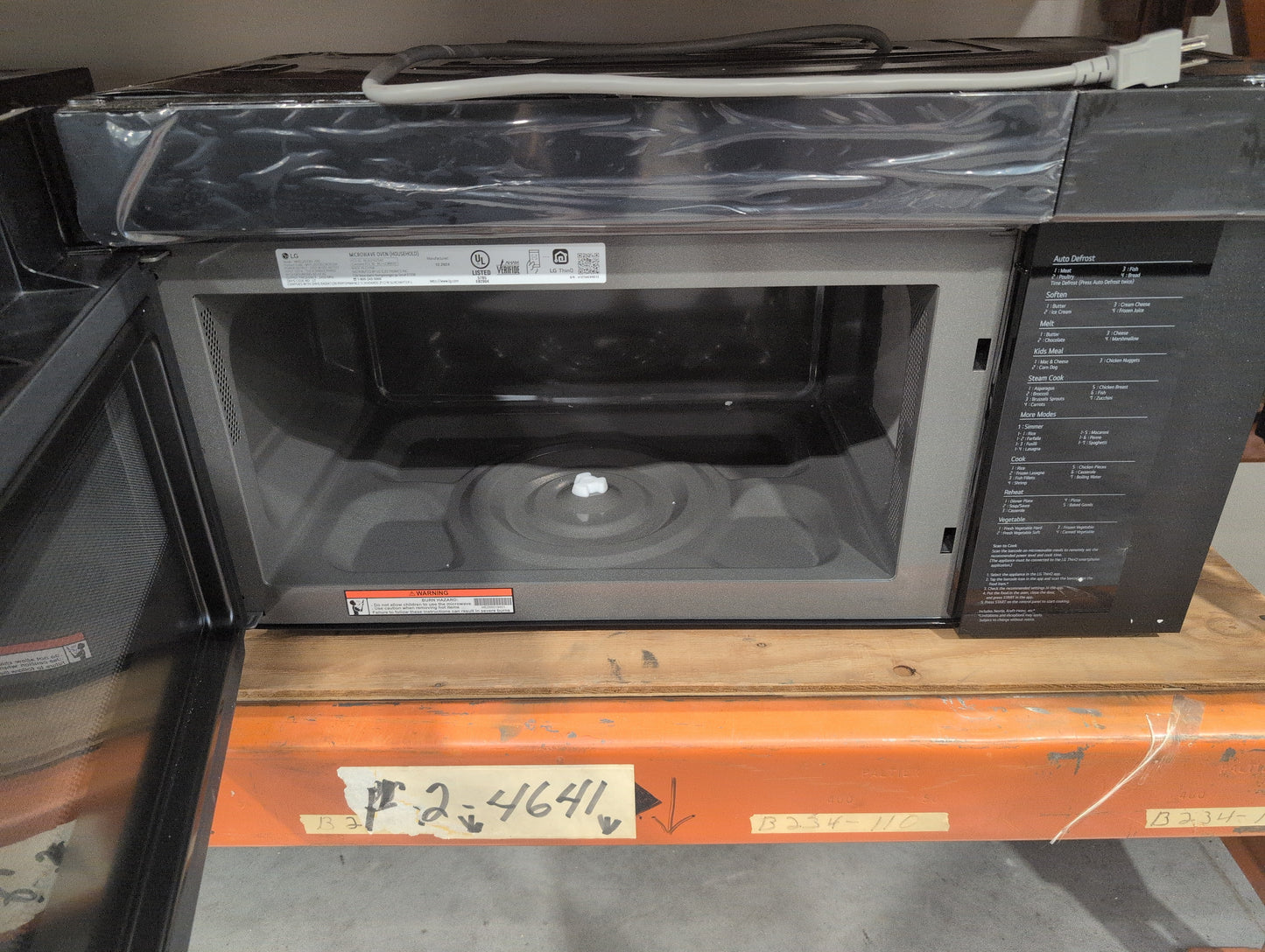 LG MVEL2033D 30 Inch Over-the-Range Smart Microwave Oven with 2.0 cu. ft. Capacity, 400 CFM Exhaust, Sensor Cook, Add 30 Seconds, Quick Defrost, 6-Auto Cook Options, Wi-Fi, Scan-to-Cook, EasyClean®, SmoothTouch™ Controls, and WideView™