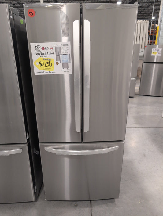 LG LFCS22520S 30 Inch French Door Refrigerator with 21.8 Cu. Ft. Capacity, Glide N' Serve™ Drawer, SpillProtector™ Shelves, Smart Cooling® and Factory Installed Ice Maker: Stainless Steel