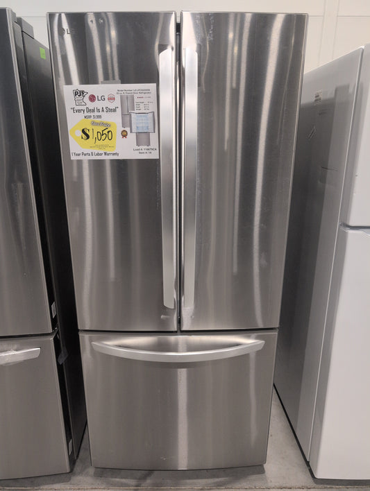 LG LFCS22520S 30 Inch French Door Refrigerator with 21.8 Cu. Ft. Capacity, Glide N' Serve™ Drawer, SpillProtector™ Shelves, Smart Cooling® and Factory Installed Ice Maker: Stainless Steel