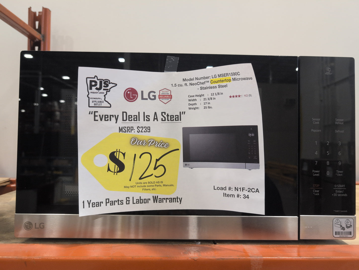 LG MSER1590C  1.5 cu. ft. NeoChef™ Countertop Microwave - Stainless Steel