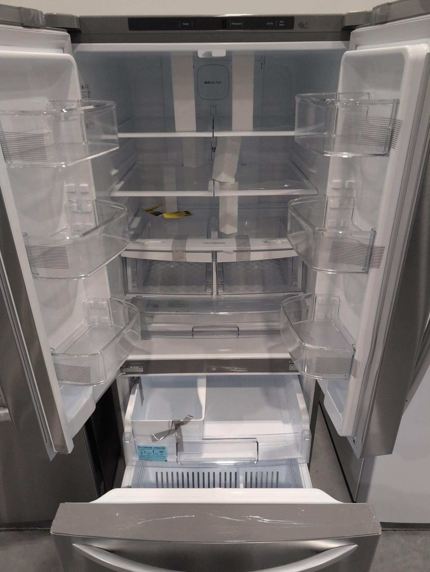 LG LFCS22520S 30 Inch French Door Refrigerator with 21.8 Cu. Ft. Capacity, Glide N' Serve™ Drawer, SpillProtector™ Shelves, Smart Cooling® and Factory Installed Ice Maker: Stainless Steel