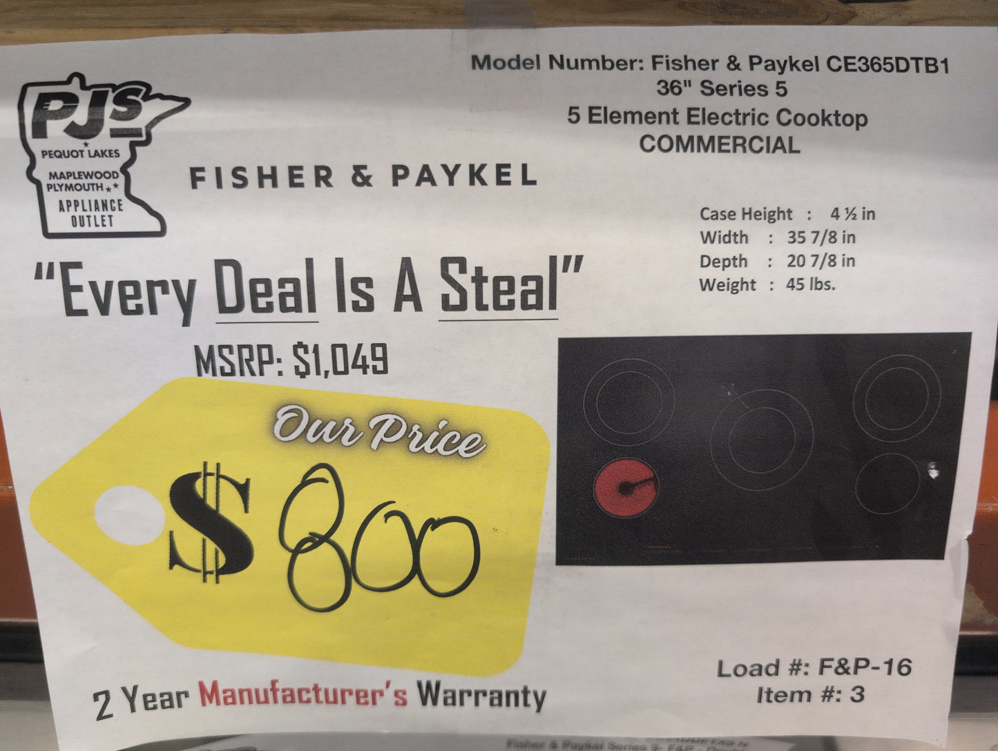 Fisher & Paykel Series 5 Contemporary Series  CE365DTB1 36 Inch Electric Cooktop with 5 Heating Elements, 3 Dual Zones, Auto Rapid Heat, Auto Spill Detection, Hot Surface Indicators and Touch Slide Controls