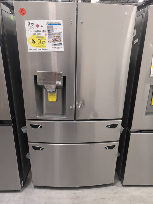 LG LRMXS3006S 36 Inch 4-Door French Door Smart Refrigerator with 30 Cu. Ft. Capacity, Full-Convert™ Drawer, Slim SpacePlus®, Door Cooling+, Cool Guard, SmartPull™, Wi-Fi, Smart Diagnosis™, Dual Ice Maker, External Ice/Water Dispenser